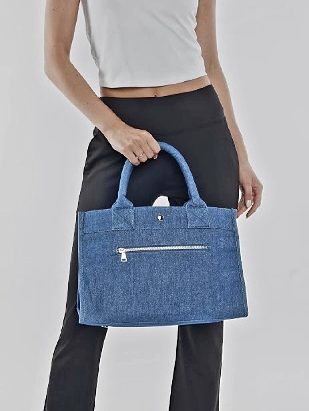 Clara NYDenim-Style Blue Tote Bag - Picture 3 of 9